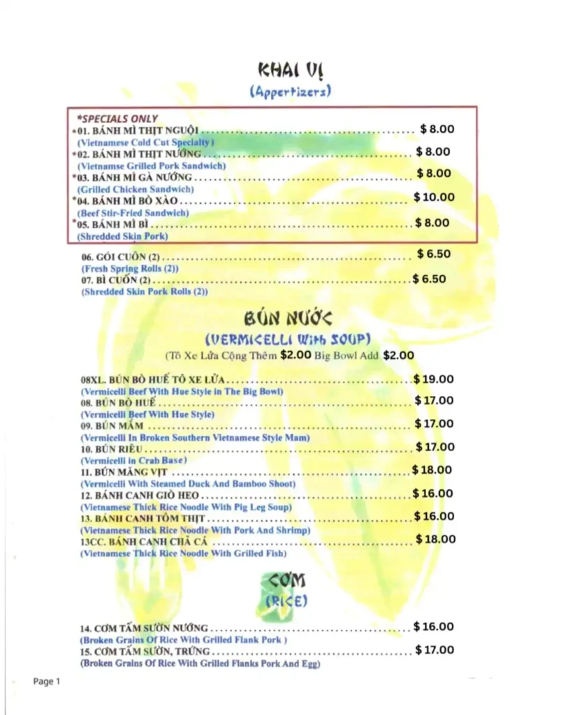 Menu 5